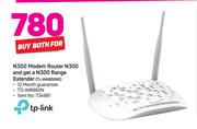 PTP Link N300 Modem Router N300 And A N300 Range Extender TL-WA850RE-For Both