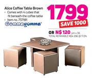 Gommagomma Alice Coffee Table Brown With 4 Cubes