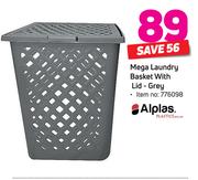 Alplas Mega Laundry Basket With Lid-Grey