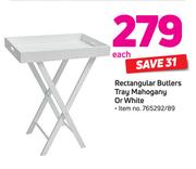 Rectangular Butlers Tray Mahogany Or White-Each