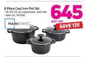 Mainstays 6 Piece Cast Iron Pot Set-Per Set