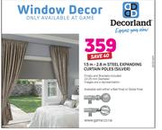 Decorland 1.5m-2.8m Steel Expanding Curtain Poles Silver Including Finials Ans Brackets
