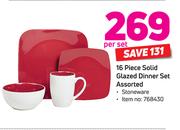 16 Piece Solid Glazed Dinner Set-Per Set
