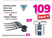 Varimark Stainless Steel Knife And Sharpener Or Shogun Peeler-Each