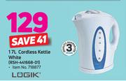 Logik 1.7Ltr Cordless Kettle White RSH-441688-01