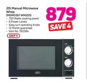 Defy 20Ltr Manual Microwave White MDMO367 WM203