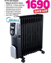Special Midea 13 Fin Oil Heater Black (NY2513-13A1L) — m.guzzle.co.za