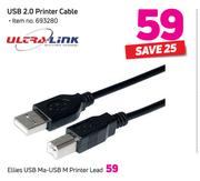 Ultra Link USB 2.0 Printer Cable 
