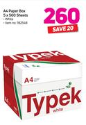Typek A4 White Paper Box 5 x 500 Sheets