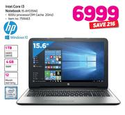 HP 15.6" Intel Celeron i3 Notebook (15-AY035NI)