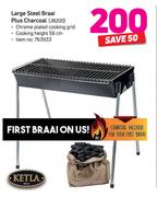 Ketla Large Steel Braai Plus Charcoal (JB200) Including Charcoal 