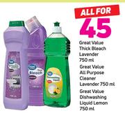 GreatValue Thick Bleach Lavender 750ml / All Purpose Cleaner Lavender 750ml Or Dishwashing Liquid-Ea