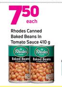 Rhodes Canned Baked Beans In Tomato Sauce-410g Each