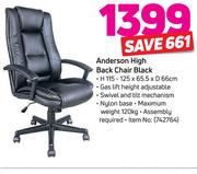 Anderson High Back Chair Black H115-125 x W65.5 x D66cm