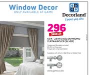 Decorland 1.5m-2.8m Steel Expanding Curtain Poles Silver