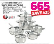 Tissolli 12 Piece Stainless Steel Saphir Solid Lids Pot Set-Per Set
