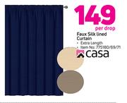 Casa Faux Silk Lined Curtain-Per Drop
