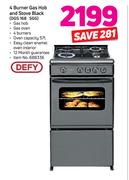 Defy 4 Burner Gas Hob & Stove Black DGS 168 SGG