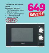 Defy 20Ltr Manual Microwave White MDMO367 WM203