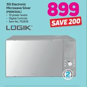 Logik 30Ltr Electronic Microwave Silver P90N30AL