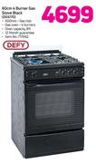 Defy 60cm 4 Burner Gaas Stove Black DGS170