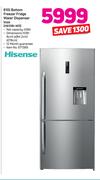 Hisense 610Ltr Bottom Freezer Fridge Water Dispenser Inox H610BI-WD