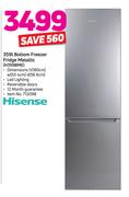 Hisense 359Ltr Bottom Freezer Fridge Metallic H359BME