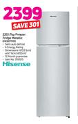 Hisense 220Ltr Top Freezer Fridge Metallic H220TME