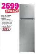 Defy 230Ltr Top Freezer Fridge Metallic DAD241