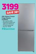 Hisense 299Ltr Bottom Freezer Fridge Metallic H299BME