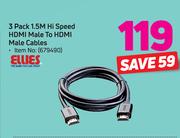 Ellies 3 Pack 1.5m Hi Speed HDMI   Male To HDMI Male Cable 