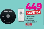 Ellies 4 Way HDMI Switcher BAHMISW4