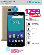 Hisense Dual SIM Smartphone T5 + White Bluetooth Earpod & 2 Colour Back Covers & Protection Cover
