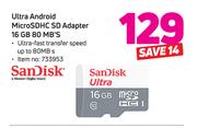 Sandisk Ultra Android Micro SDHC SD Adapter 16GB 80 MB's