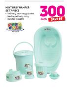 Baby Care Mint Baby Hamper Set (7 Piece) Including Baby Bath Nappy Bucket Feeding Set Baby Potty