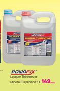Powafix Lacquer Thinners Or Mineral Turpentine-5L Each