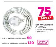 Simple Choice 3m 10A Extension Cord White