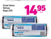 Great Value Refuse Bags-20s Each