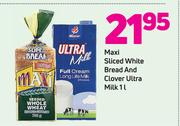 Maxi Sliced White Bread And Clover Ultra Milk-1L