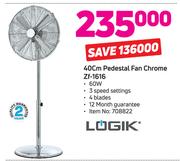 Logik 40cm Pedestal Fan Chrome Zf-1616