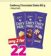 Cadbury Chocolate Slabs-2 x 80g