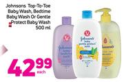 Johnsons Top-To-Toe Baby Wash, Bedtime Baby Wash Or Gentle Protect Baby Wash 500ml-Each