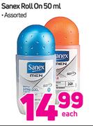 Sanex Roll On-50ml Each