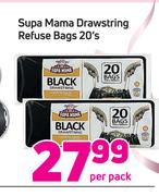 Supa Mama Drawstring Refuse Bags-20's Per Pack