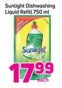 Sunlight Dishwashing Liquid Refill-750ml Each