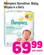 Pampers Sensitive Baby Wipes-4x64’s Per Pack