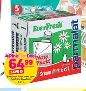 Everfresh Full Cream, Low Fat Or Fat Free Milk-6 x 1L