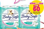 Baby Soft Toilet Tissue Mini-2 x 9's