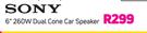 Sony 6" 260W Dual Cone Car Speaker