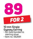 JCSA 10mm Single Gypsey Earring-For 2